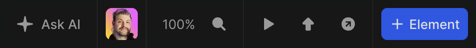 Bottom bar of the Nordcraft web app editor