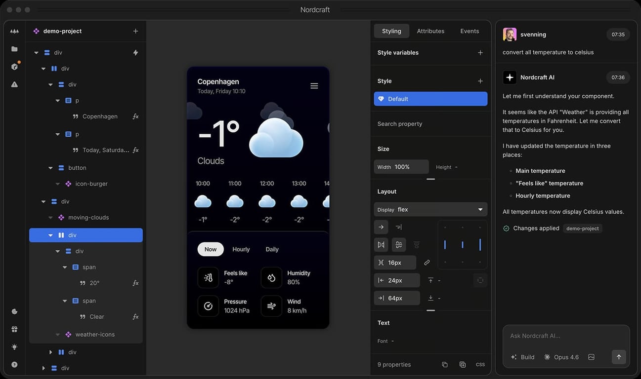 The Nordcraft editor — Visual editor and AI agent