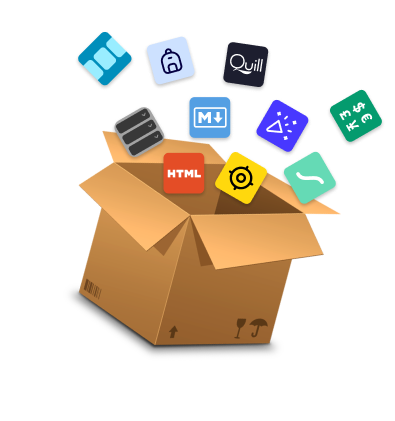 Don’t reinvent the wheel. Install packages with rich functionality and zero need to manage dependencies––no more broken plugins. It's just lightning-fast dev.